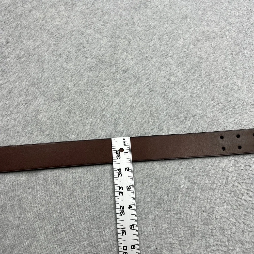 Polo Ralph Lauren Double Prong Leather Belt Mens 34 Brown Brass Buckle Logo 1.5
